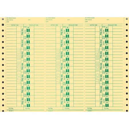 Asp TimeClockCards, 11 1/4" X 8 1/2", 100 Sheets Per Pk, 3 Cards Per Sheet Pk 863